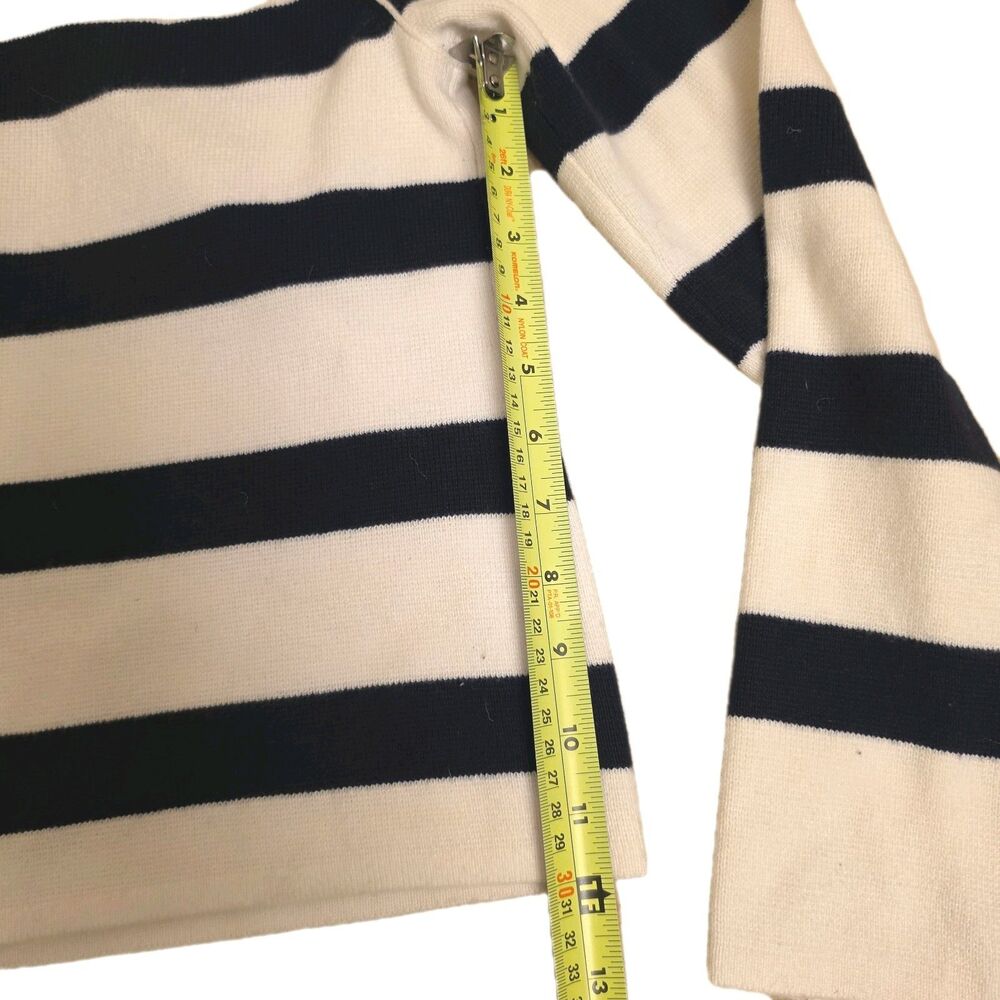 Talbots Cardigan Navy White Stripe Sweater Gold Crest Button, Womens Size Small - Picture 6 of 8